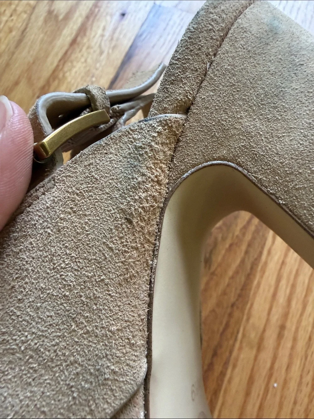 Michael Kors Beige Suede Platform Block Heel Sandals